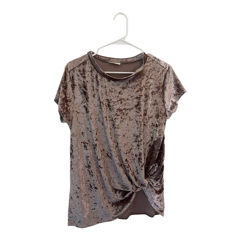 Hummingbird Velvet Twist Front Tee - Brown